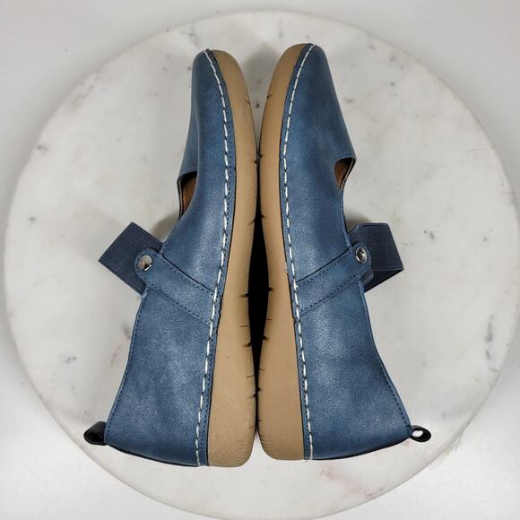 GC‎ Lira Leather Mary Janes Womens 7 Metallic Blue Closed Toe Shoes - Picture 11 of 16